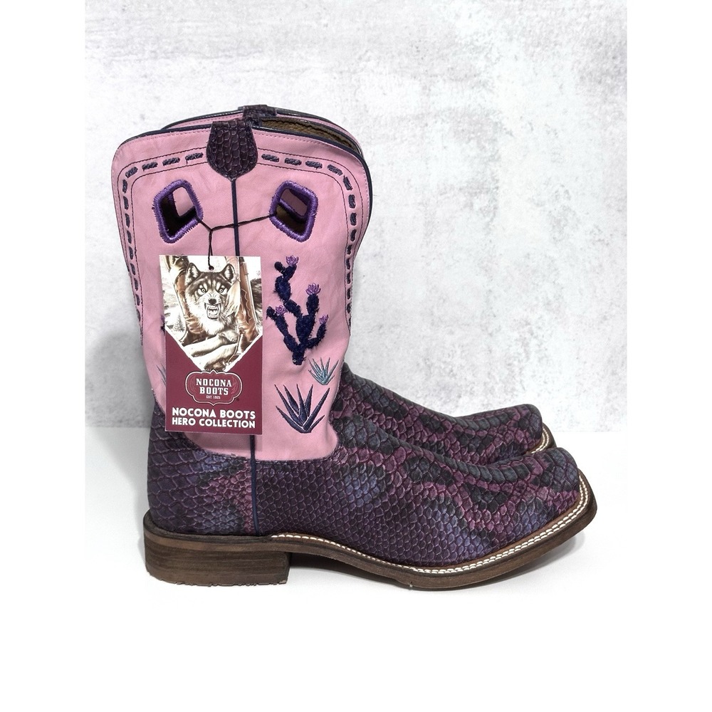 Nocona Boots Womens 12B Hero Collection Purple/ Pink Western Cactus Square Toe
